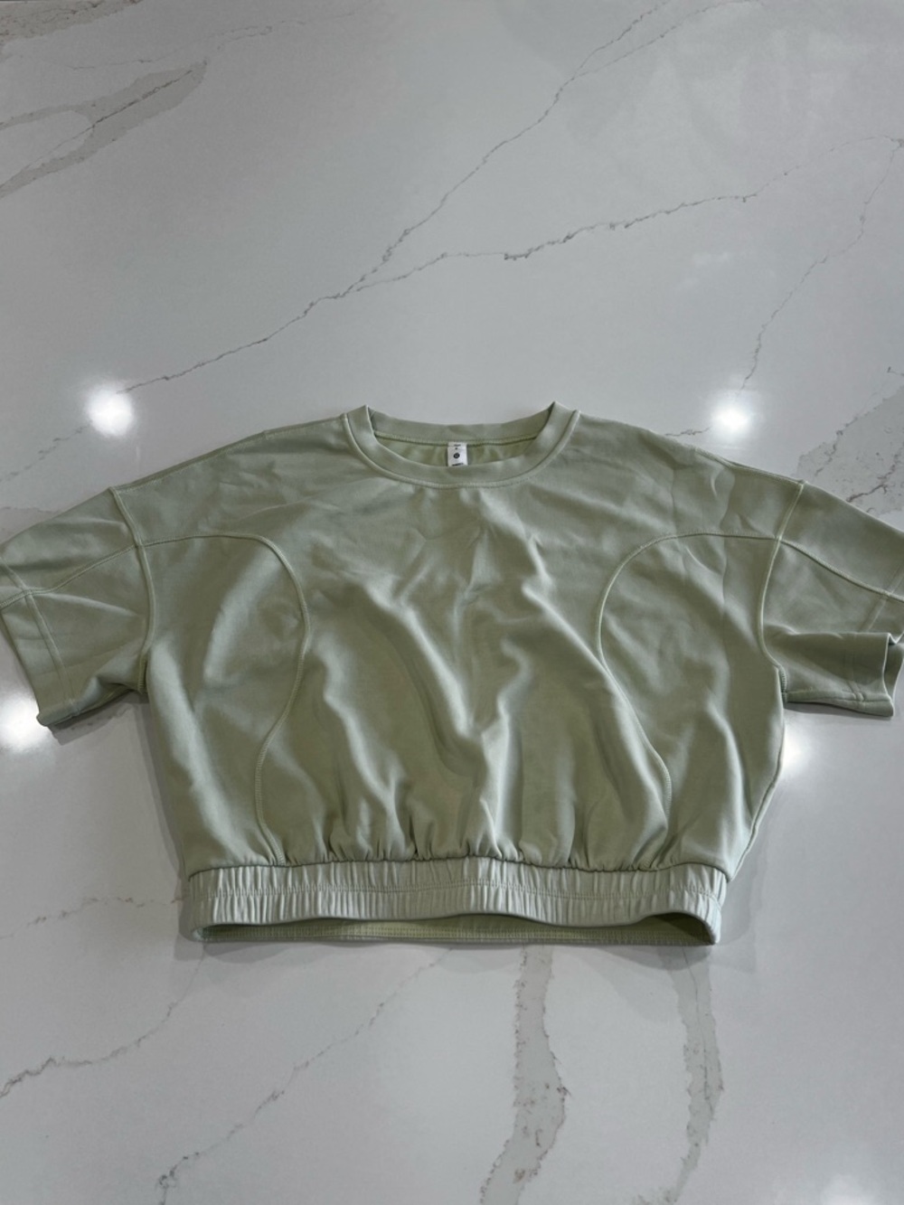 lululemon athletica Sage Green Cropped Short Sleeve Top